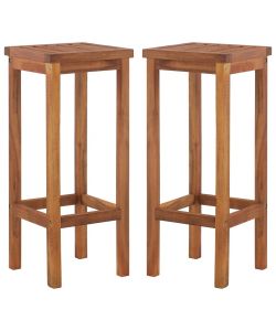 Sgabelli da Bar 2 pz in Legno Massello di Acacia 44016