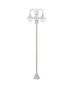 Lampione da Giardino E27 220 cm in Alluminio 3 Lampade Bianco