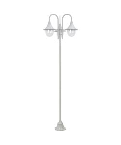 Lampione da Giardino E27 220 cm in Alluminio 3 Lampade Bianco