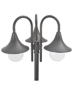 Lampione da Giardino E27 220 cm Alluminio 3 Lampade Bronzo