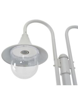 Lampione da Giardino E27 220 cm Alluminio 2 Lampade Bianco