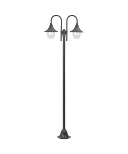 Lampione da Giardino E27 220 cm in Alluminio 2 Lampade Bronzo