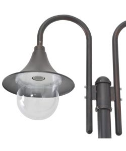 Lampione da Giardino E27 220 cm in Alluminio 2 Lampade Bronzo