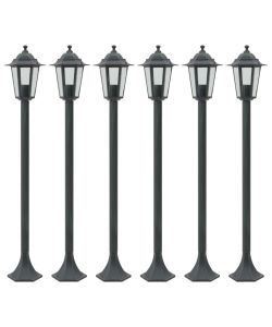 Lampioni da Giardino 6pz E27 110 cm Alluminio Verde Scuro
