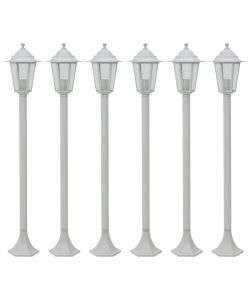 Lampioni da Giardino 6 pz E27 110 cm in Alluminio Bianco