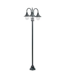 Lampione da Giardino E27 220 cm Alluminio 3 Lampade Verde Scuro