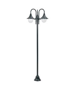 Lampione da Giardino E27 220 cm Alluminio 3 Lampade Verde Scuro