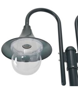 Lampione da Giardino E27 220 cm Alluminio 2 Lampade Verde Scuro