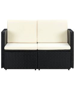 Divano da Giardino a 2 Posti con Cuscini in Polyrattan Nero 44179