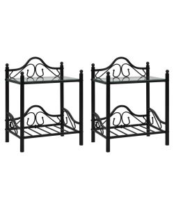vidaXL Comodini Set 2pz in Acciaio e Vetro Temperato 45x30,5x60cm Nero - Aggiunta Elegante per il Tuo Arredamento