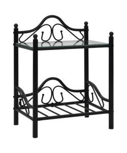 vidaXL Comodini Set 2pz in Acciaio e Vetro Temperato 45x30,5x60cm Nero - Aggiunta Elegante per il Tuo Arredamento
