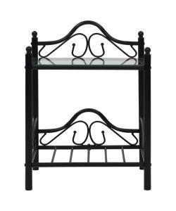 vidaXL Comodini Set 2pz in Acciaio e Vetro Temperato 45x30,5x60cm Nero - Aggiunta Elegante per il Tuo Arredamento