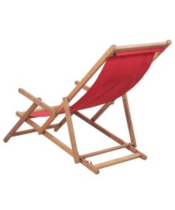 Sdraio da Spiaggia Pieghevole in Tessuto e Telaio Legno Rosso 112-81