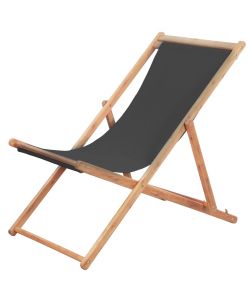 Sdraio da Spiaggia Pieghevole in Tessuto e Telaio Legno Grigio