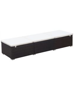 Lettino Prendisole con Cuscino in Polyrattan Marrone 44403