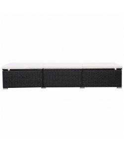 Lettino Prendisole con Cuscino in Polyrattan Nero 44404