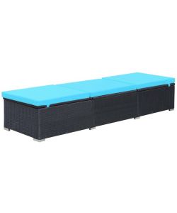 Lettino Prendisole con Cuscino in Polyrattan Nero 44406