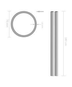 Tubi in Acciaio Inossidabile Rotondi 2 pz V2A 2m 70x1,8mm