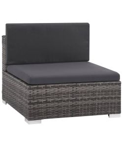 Set Divani da Giardino 6 pz con Cuscini in Polyrattan Grigio 44425
