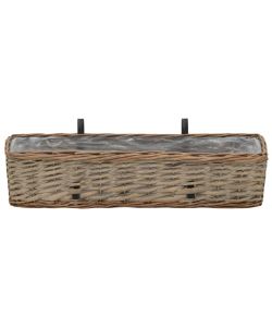 Fioriere da Balcone 2 pz in Vimini con Rivestimento in PE 60 cm