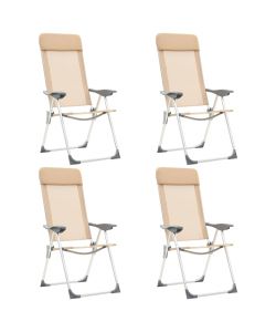 Sedie Pieghevoli da Campeggio 4 pz in Alluminio Crema