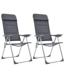 Sedie da Campeggio 2 pz in Alluminio Grigio 58x69x111 cm