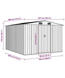 Casetta da Giardino in Metallo Antracite 257x298x178 cm