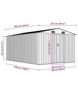 Capanno da Giardino 257x392x181 cm in Metallo Verde