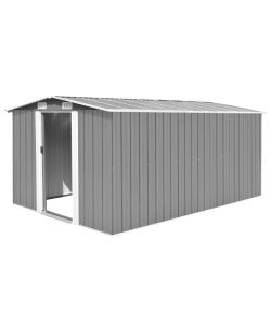 vidaXL Capanno da Giardino in Metallo - Grigio - 257x392x181 cm