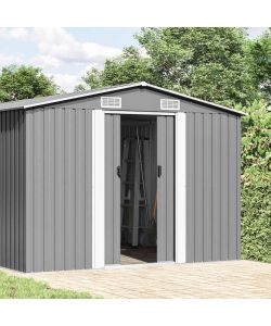 vidaXL Capanno da Giardino in Metallo - Grigio - 257x392x181 cm