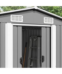vidaXL Capanno da Giardino in Metallo - Grigio - 257x392x181 cm