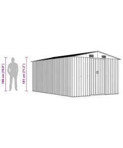 vidaXL Capanno da Giardino in Metallo - Grigio - 257x392x181 cm