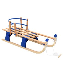 Slittino da Neve Pieghevole in Legno con Schienale 119 cm