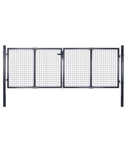 Cancello per Giardino Rete in Acciaio Zincato 289x100 cm Grigio