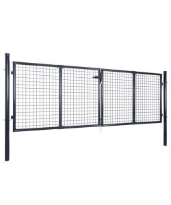 Cancello per Giardino Rete in Acciaio Zincato 289x100 cm Grigio