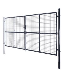 Cancello per Giardino Rete in Acciaio Zincato 289x150 cm Grigio