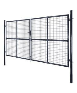 Cancello per Giardino Rete in Acciaio Zincato 289x200 cm Grigio