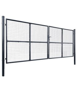 Cancello per Giardino in Acciaio Zincato 400x150 cm Grigio  143377