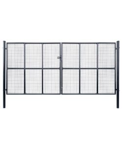 Cancello per Giardino in Acciaio Zincato Grigio 400x175 cm