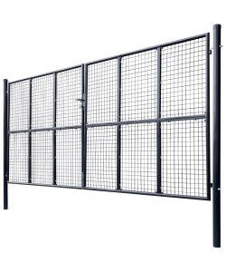 Cancello per Giardino in Acciaio Zincato Grigio 400x200 cm