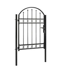 Cancello per Recinzione ad Arco in Acciaio 100x125 cm Nero 143085