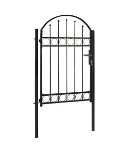 Cancello per Recinzione ad Arco in Acciaio 100x150 cm Nero 143086