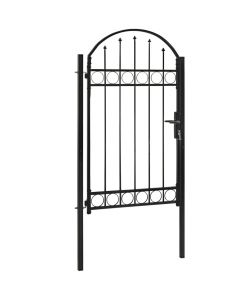 Cancello per Recinzione ad Arco in Acciaio 100x175 cm Nero 143087