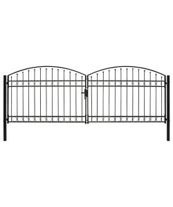 Cancello a Doppia Anta ad Arco in Acciaio 400x125 cm Nero