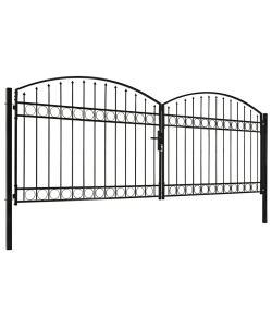 Cancello a Doppia Anta ad Arco in Acciaio 400x125 cm Nero