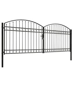 vidaXL Cancello a Doppia Anta Arco - Nero - 400x150 cm