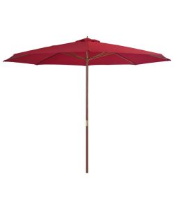 Ombrellone da Esterni con Palo in Legno 350 cm Rosso Borgogna