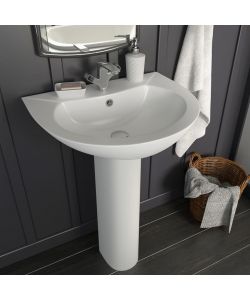 Lavandino a Colonna in Ceramica Bianca 520x440x190 mm