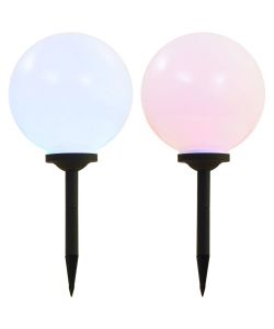 Lampade Solari da Esterni Sferiche 2 pz LED RGB 30 cm