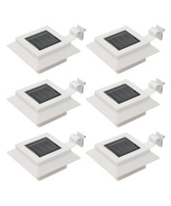 Lampade Solari da Esterni 6 pz a LED Quadrate 12 cm Bianco